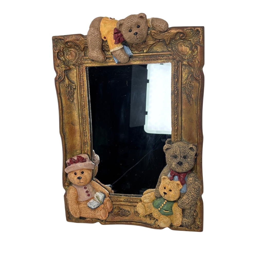 Vintage‎ 1996 Figi Graphics Bear Friends Resin Mirror Tabletop Wall Decor NWT